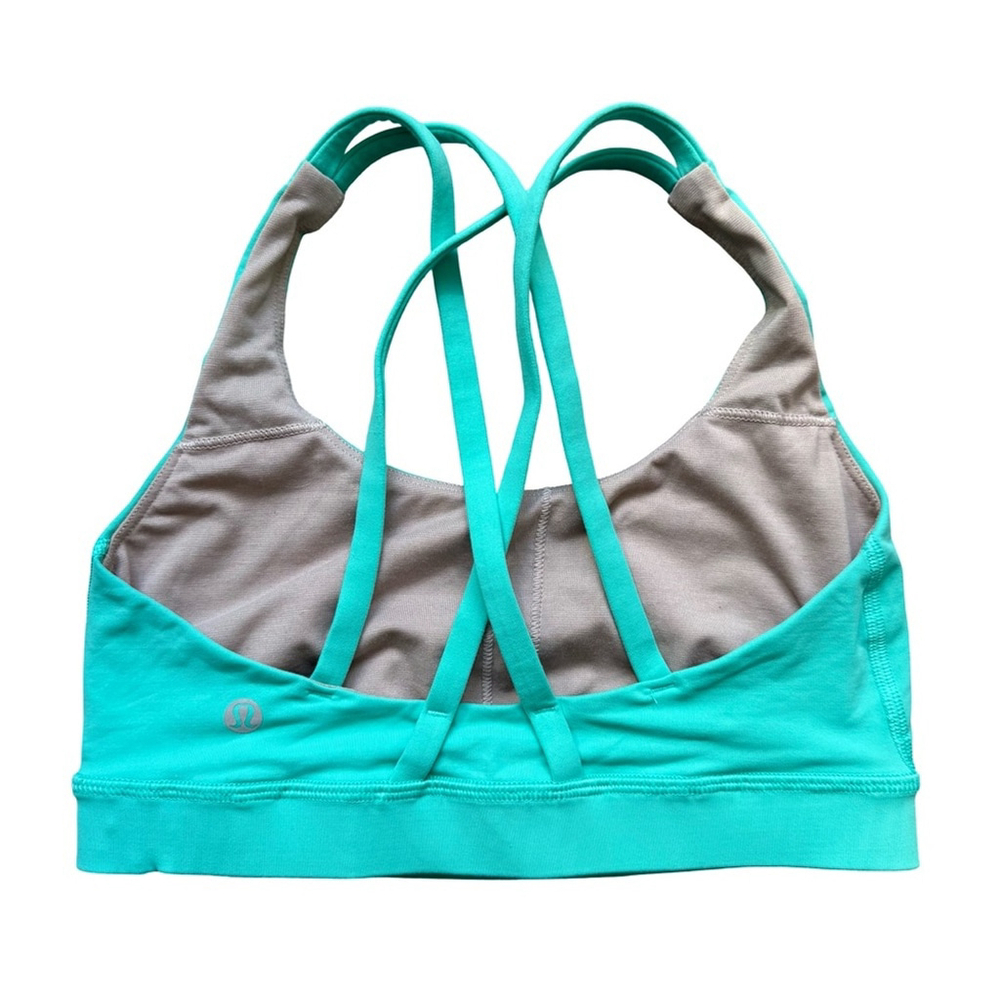 Lululemon Turquoise Teal Energy Sports Bra Size 4 Activewear Athleisure Workout - Picture 2 of 6